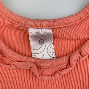 Girls Target, peach ribbed cotton tank top / t-shirt, EUC, size 7