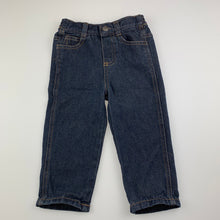 Load image into Gallery viewer, Boys dark, denim jeans, elasticated, Inside leg: 27cm, GUC, size 1-2