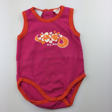 Girls Baby Now, pink cotton sleeveless bodysuit / romper, EUC, size 00