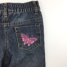 Load image into Gallery viewer, Girls Dymples, blue jeans, elasticated waist, butterfly, GUC, size 1