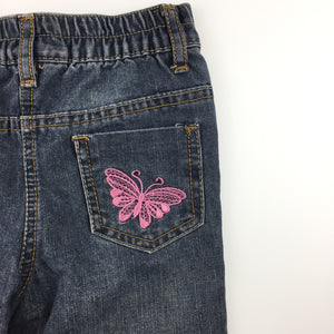Girls Dymples, blue jeans, elasticated waist, butterfly, GUC, size 1