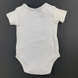 Unisex Kids & Co Baby, grey cotton bodysuit / romper, GUC, size 00