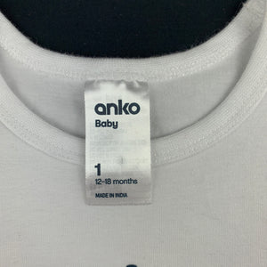 Girls Anko Baby, white stretchy floral bodysuit / romper, EUC, size 1