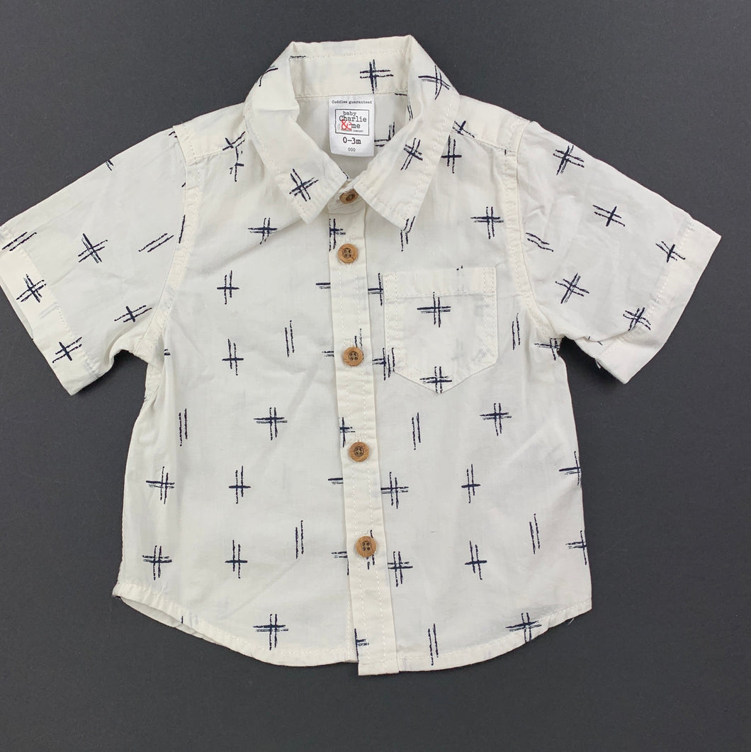 Boys Baby Charlie & Me, lightweight cotton short sleeve shirt, EUC, size 000
