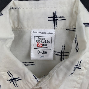 Boys Baby Charlie & Me, lightweight cotton short sleeve shirt, EUC, size 000