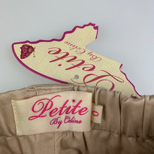 Girls Petite by Celine, beige stretch cotton pants, elasticated, Inside leg: 30cm, NEW, size 0
