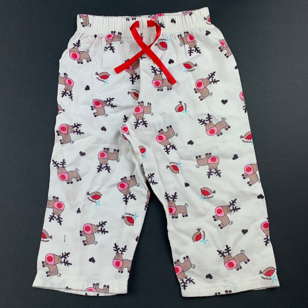 Unisex M&S, soft cotton Christmas Rudolph pyjama pants, EUC, size 1