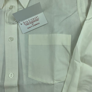Boys Bob Stewart Schoolwear, cream long sleeve school shirt, NEW, size 8