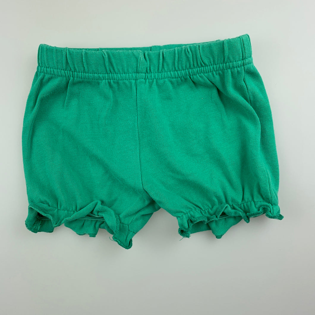 Girls Target, green soft cotton shorts, GUC, size 00