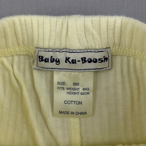 Unisex Baby Ka-Boosh, yellow soft cotton pants / bottoms, GUC, size 000