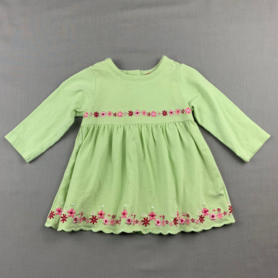 Girls Sprout, green long sleeve embroidered dress, GUC, size 00