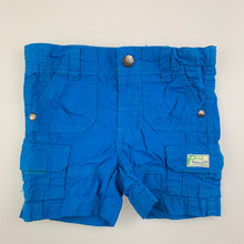 Load image into Gallery viewer, Boys Pumpkin Patch, blue lightweight cotton cargo shorts, adjustable, GUC, size 000