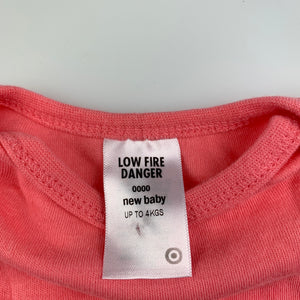 Girls Target, pink soft cotton bodysuit / romper, GUC, size 0000