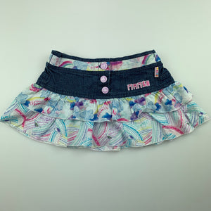 Girls Mambo, cute tiered cotton stretch denim skirt, GUC, size 0