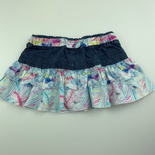 Load image into Gallery viewer, Girls Mambo, cute tiered cotton stretch denim skirt, GUC, size 0