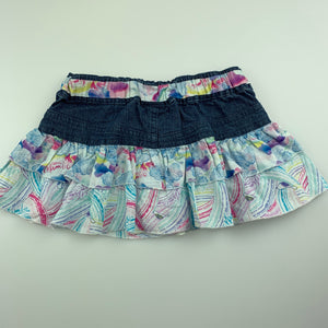 Girls Mambo, cute tiered cotton stretch denim skirt, GUC, size 0
