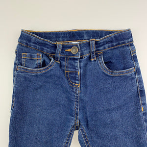 Girls H&T, blue stretch denim jeans, adjustable, Inside leg: 44cm, GUC, size 4