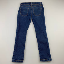 Load image into Gallery viewer, Girls H&amp;T, blue stretch denim jeans, adjustable, Inside leg: 44cm, GUC, size 4