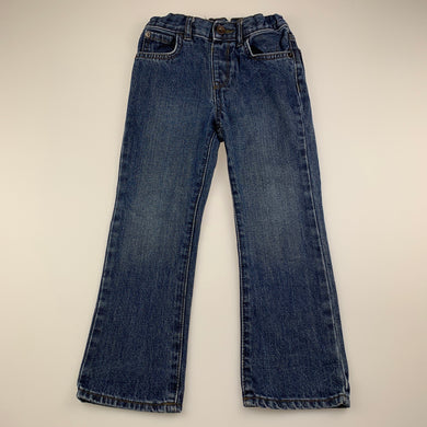 Girls The Children's Place, blue denim bootcut jeans, adjustable, Inside leg: 43cm, GUC, size 5
