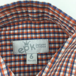 Boys EPK France, cotton check long sleeve shirt, EUC, size 6 months