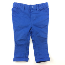 Load image into Gallery viewer, Unisex Dymples, blue cotton blend pants, elasticated waist, GUC, size 00