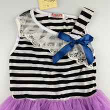 Load image into Gallery viewer, Girls Sandy Kids, black &amp; white stripe tutu party dress, NEW, size 1