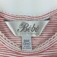 Load image into Gallery viewer, Girls Bebe by Minihaha, red &amp; white stripe t-shirt / top, summer outfit, GUC, size 000