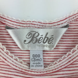 Girls Bebe by Minihaha, red & white stripe t-shirt / top, summer outfit, GUC, size 000
