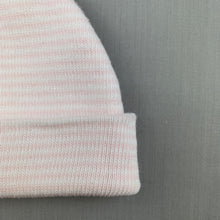 Load image into Gallery viewer, Girls Playette, pink &amp; white stripe knitted hat / beanie, GUC, size 000-00
