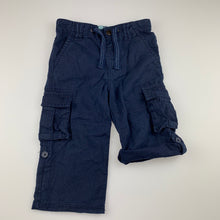 Load image into Gallery viewer, Boys George, navy linen / cotton cargo pants, adjustable, GUC, size 1