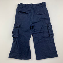 Load image into Gallery viewer, Boys George, navy linen / cotton cargo pants, adjustable, GUC, size 1