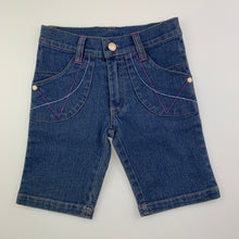 Load image into Gallery viewer, Girls Shirley Fashion, blue stretch denim shorts, W: 51cm, GUC, size 2