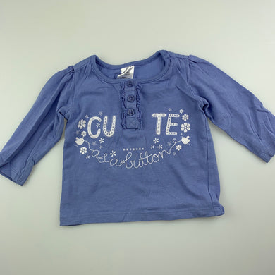 Girls Tiny Little Wonders, soft cotton long sleeve t-shirt / top, GUC, size 00