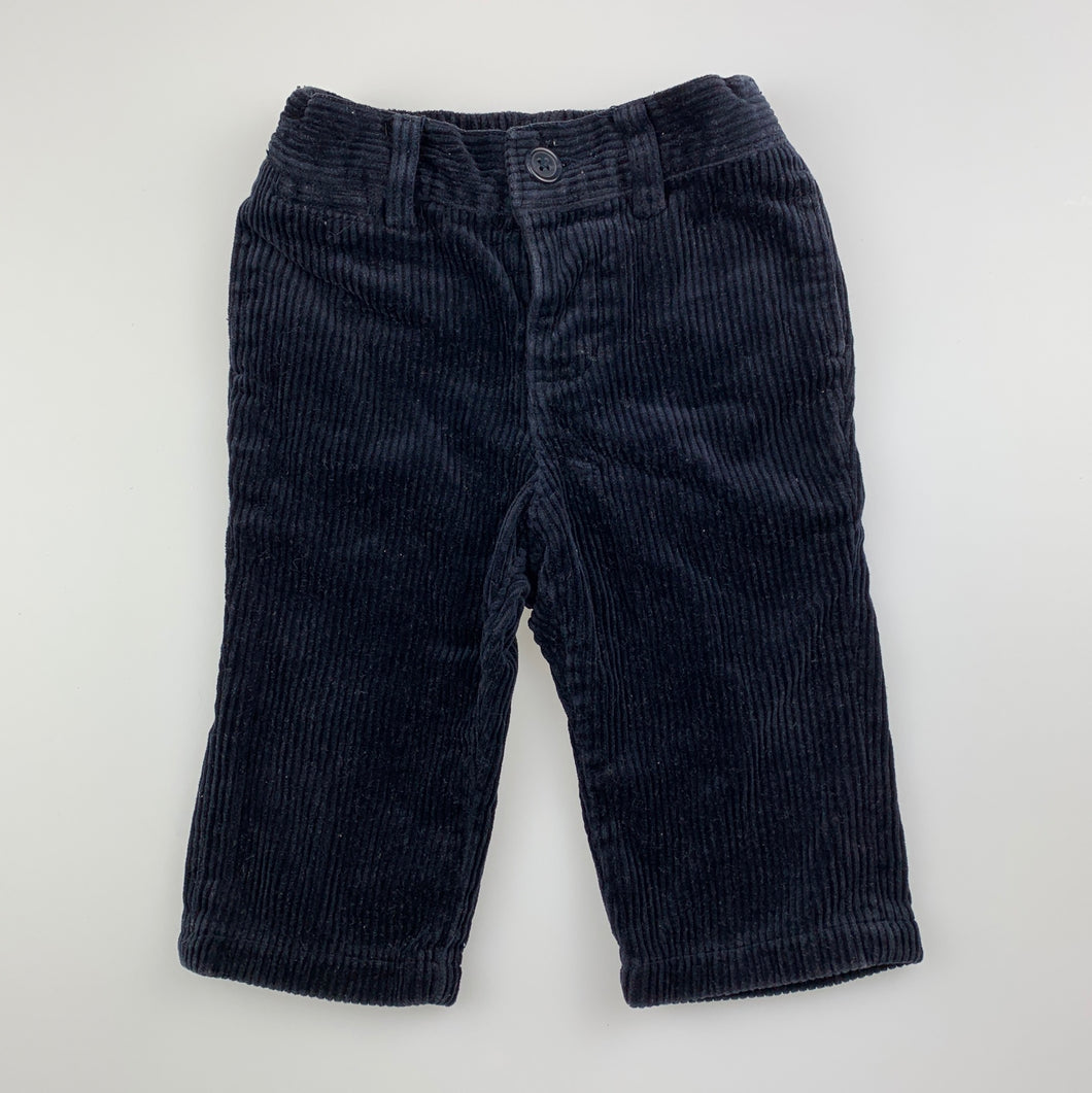 Boys Ralph Lauren, navy cotton corduroy pants, elasticated, EUC, size 6 months