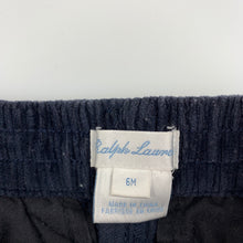 Load image into Gallery viewer, Boys Ralph Lauren, navy cotton corduroy pants, elasticated, EUC, size 6 months