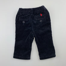 Load image into Gallery viewer, Boys Ralph Lauren, navy cotton corduroy pants, elasticated, EUC, size 6 months