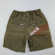 Load image into Gallery viewer, Boys Ouch, khaki cotton shorts, elasticated, GUC, size 00