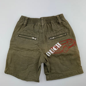 Boys Ouch, khaki cotton shorts, elasticated, GUC, size 00