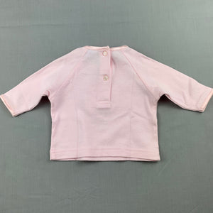 Girls Junior B, pink soft cotton long sleeve top, flowers, GUC, size 000