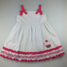 Load image into Gallery viewer, Girls De La Fontaine, white &amp; pink party dress, cupcakes, EUC, size 6