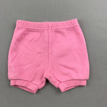 Load image into Gallery viewer, Girls Baby Baby, pink soft cotton shorts, elasticated, EUC, size 000