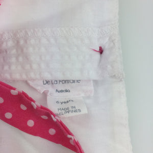 Girls De La Fontaine, white & pink party dress, cupcakes, EUC, size 6