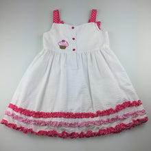 Load image into Gallery viewer, Girls De La Fontaine, white &amp; pink party dress, cupcakes, EUC, size 6