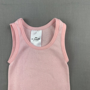 Girls Target, pink ribbed cotton singlet / t-shirt / top, EUC, size 000