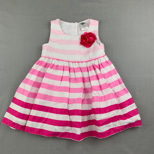 Girls Baby Berry, lined cotton pink stripe party dress, GUC, size 0