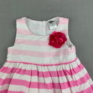 Girls Baby Berry, lined cotton pink stripe party dress, GUC, size 0