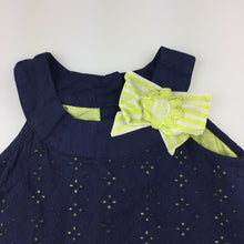 Load image into Gallery viewer, Girls Target, navy cotton broderie Dora dress, GUC, size 4