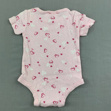 Load image into Gallery viewer, Girls Tiny Little Wonders, pink cotton bodysuit / romper, hearts, GUC, size 000