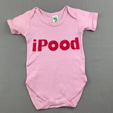 Load image into Gallery viewer, Girls Cute &amp; Cuddly, pink cotton bodysuit / romper, iPood, FUC, size 1