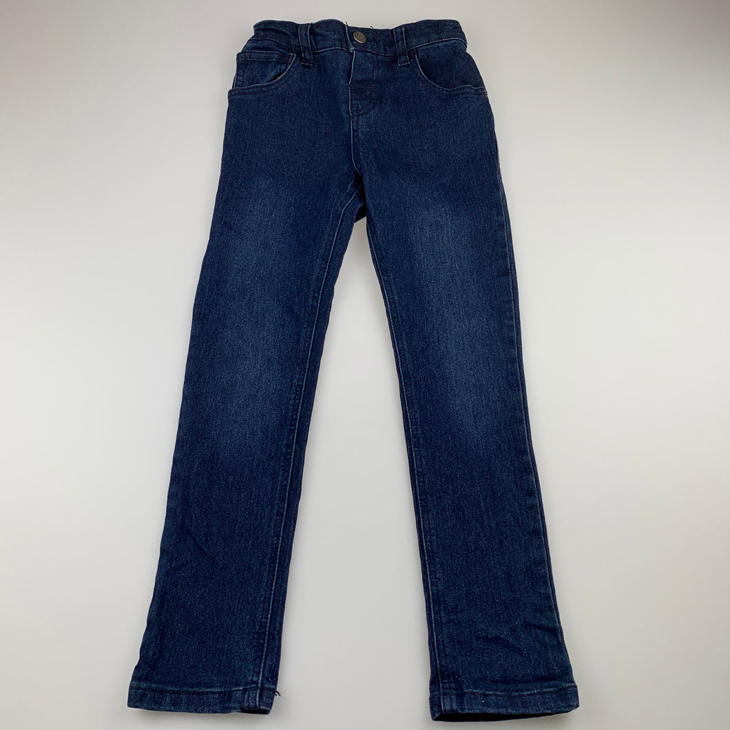 Girls H&T, blue stretch denim jeans, adjustable, Inside leg: 52cm, EUC, size 5